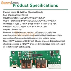 PD/QC 22.5W Fast Charging Module DIY Mobile Power Bank Circuit Board LED Display