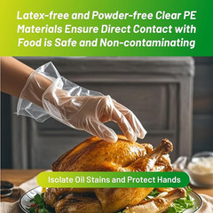 100 Pcs Disposable Gloves TPE Clear Food Safe Cooking Cleaning Latex Free Plasti