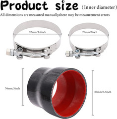 3Inch to 3-1/2Inch Inch Black Silicone Reducer Coupler 4 Layers of Polyester Rei
