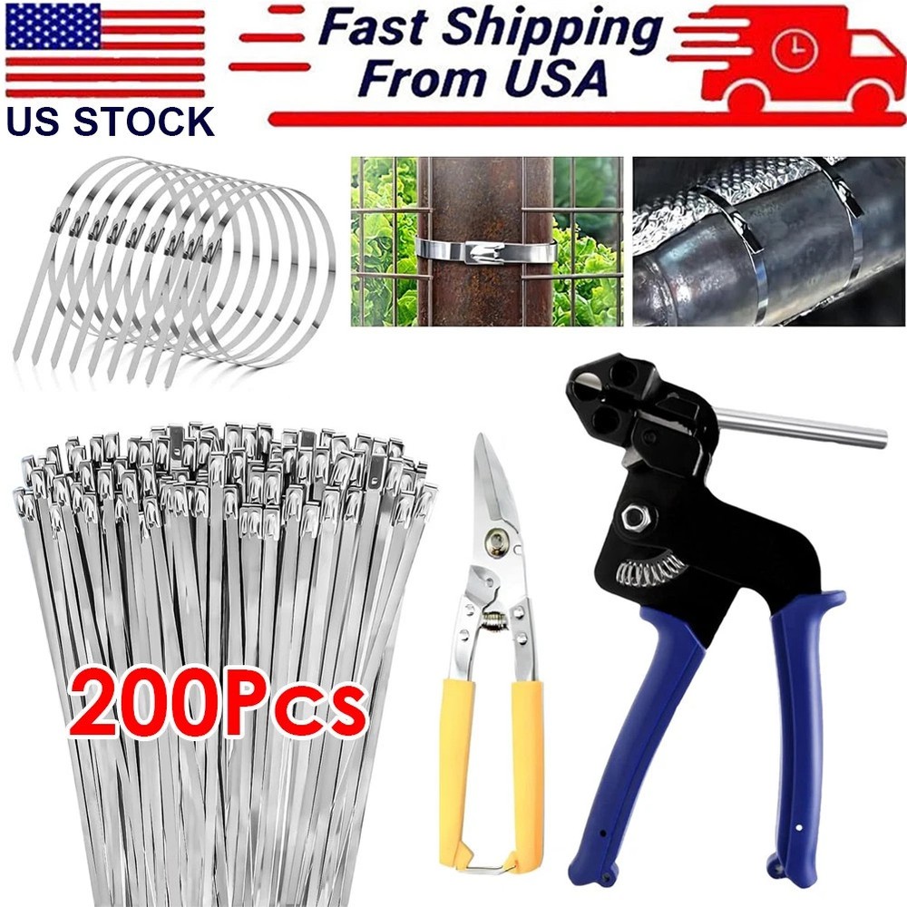 Stainless Steel Cable Tie Gun Set – Heavy Duty Metal Zip Tie Tool Kit with 150PC