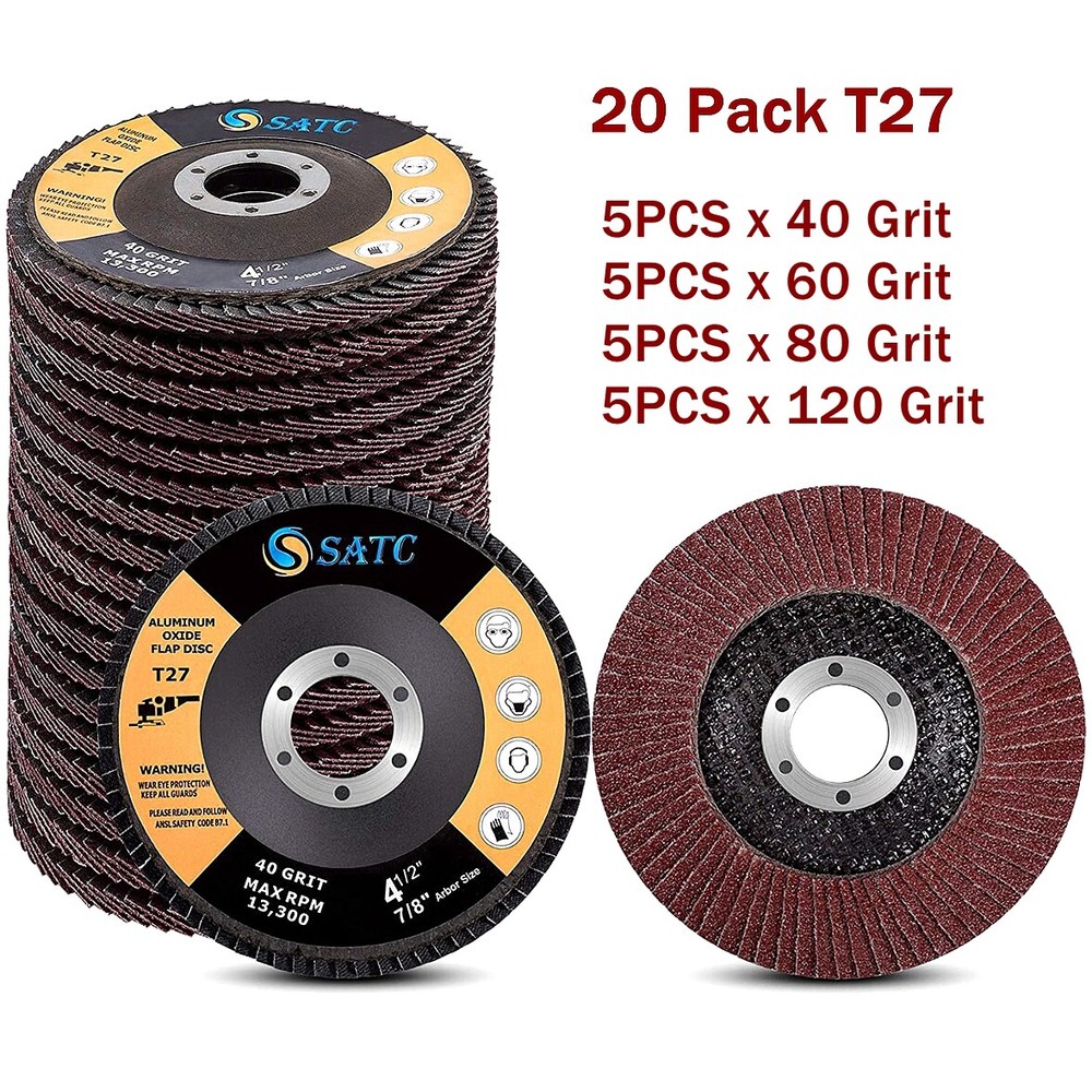 20x 4.5″ 4-1/2 Flap Disc 40 60 80 120 Grit Angle Grinder Sanding Grinding Wheels