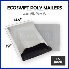 15 14.5×19 ECOSWIFT WHITE POLY MAILERS SHIPPING ENVELOPES BAGS