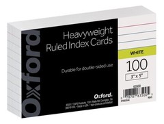 Oxford Heavyweight Ruled Index Cards 3 x 5 White 100 Per Pack 63500