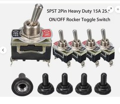 5 Pack Heavy Duty Toggle Switch with Waterproof Covers – 15A 250V Capacity