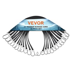 VEVOR 50 Pack 21″ Bungee Straps Set Heavy Duty Rubber Bungee Cord w/S-Hook