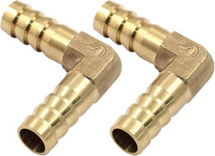 2PCS 3/8 Inch Brass Hose Barb 90 Degree Elbow Connector Fitting with Clamps