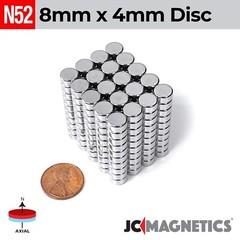 8mm x 4mm 5/16×5/32″ N52 Super Strong Rare Earth Neodymium Magnet Disc 8x4mm