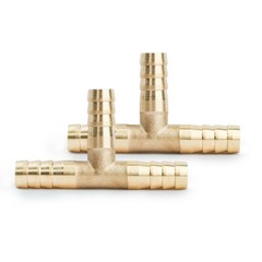 5PCS- 3/8 HOSE BARB TEE Brass Pipe 3 WAY T Fitting Thread Gas Fuel Water Air-