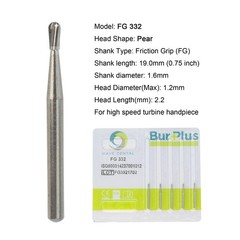 Wave Dental Surgical Burs 25mm Carbide Burs Friction Grip FG 19mm Round Pear 330