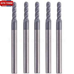 5Pc 4Flute 3/32″ x 1/8″ x 3/8″ x 1-1/2″ Ball Nose Carbide End Mills AlTiN Coated