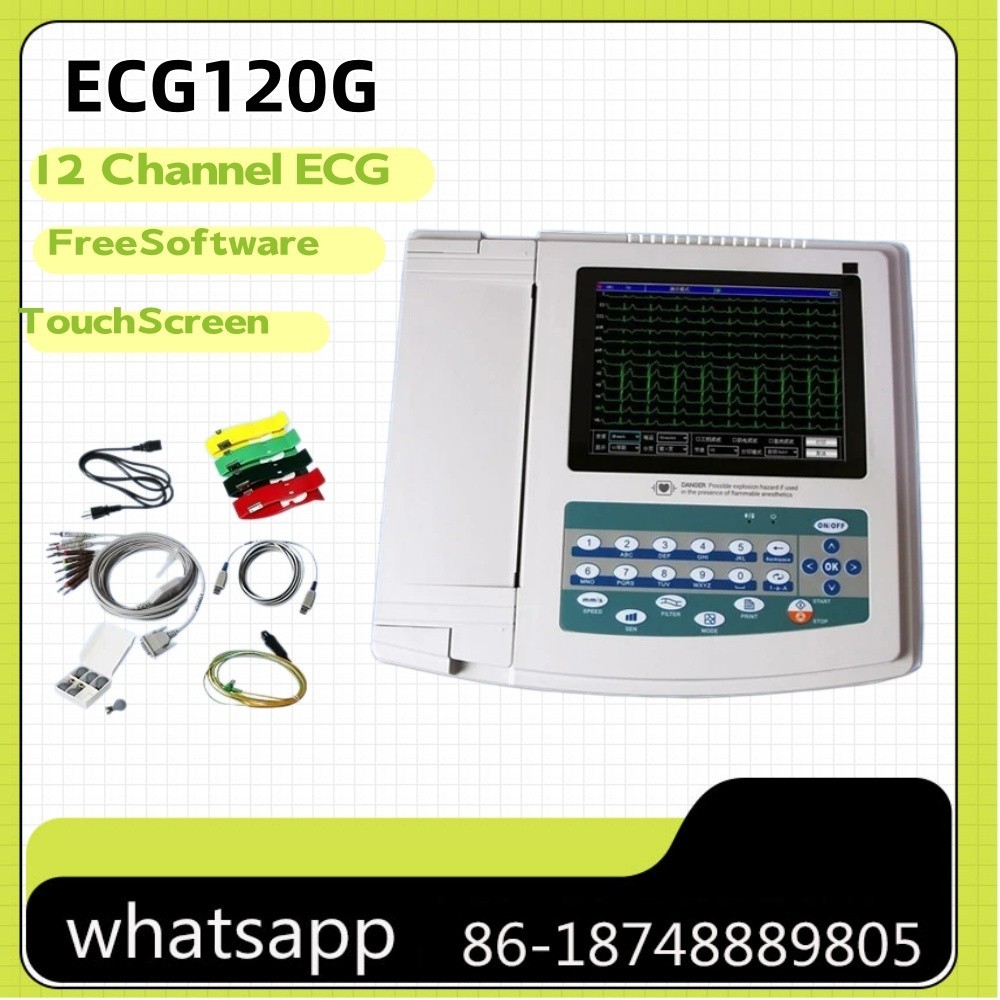 ECG1200G Touch Screen 12 Channel 12 Leads ECG Machine Electrocardiograph Monitor