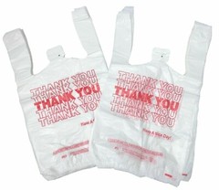 QTY 100 THANK YOU T-Shirt Bags 11.5×6.5×22 White Plastic LARGE GROCERY FREE GIFT