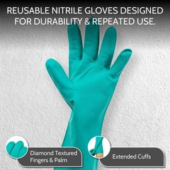 144 Pairs 11 Mil Chemical Resistant Diamond Textured Green Nitrile Gloves Large