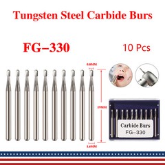 10pcs Dental Tungsten Carbide Pear-Shaped Burs for High Speed Handpiece FG330