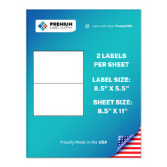 200 Premium 8.5 X 5.5 HALF SHEET SHIPPING LABELS self adhesive -PLS Brand-