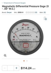 NEW! DWYER MAGNEHELIC DIFFERENTIAL PRESSURE GAUGE 0-.50” W.C. **FREE SHIPPING**