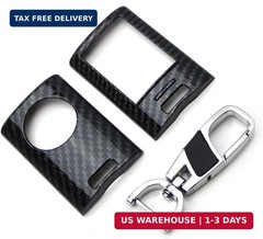 iJDMTOY Black Carbon Fiber Pattern Hard Plastic Shell Keyfob Protective & Keycha