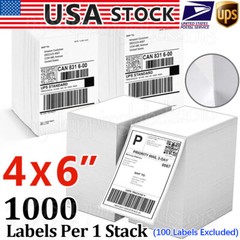 100-10000 4×6 Fanfold Direct Thermal Shipping Labels for Zebra & Rollo Printers
