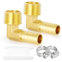 2 Pieces Brass Hose Barb Reducer 90 Degree Elbow 1/2 Inch NPT to 1/2 Inch Barb H
