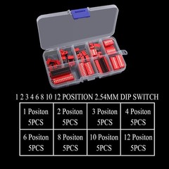 40PCS Double Row Dip Switch Assorted Kit 1 2 3 4 6 8 10 12 Position 2.54mm PC…