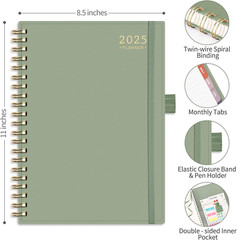 2025 Planner, Weekly and Monthly Planner, Jan 2025 – Dec 2025, 8.5″ × 11″, Large