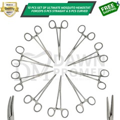 10 Pcs Mosquito Hemostat Locking Forceps 5″ Curved & Straight Surgical German GR