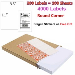 4000 Premium 8.5″ X 5.5″ Half Sheet Self Adhesive Shipping Labels Rounded Corner