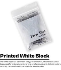 WHITE BLOCK HEAVY DUTY 2 Mil Clear Zip Seal Bags Reclosable Top Lock Plastic