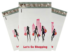 Pick Quantity – 10×13 «Let’s Go Shopping» Custom Designer Poly Mailer Envelopes