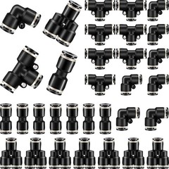3/8 Inch Od Push To Connect Fittings Kit Quick Release Pneumatic Air Line 28 Pcs