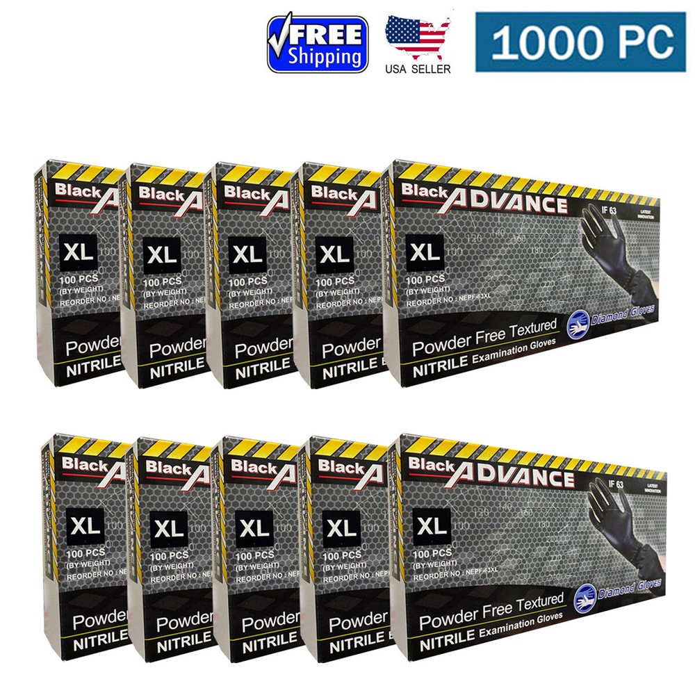 Advance Nitrile Examination Gloves 6-mil, Black – 1000 Pieces (S/M/L/XL/XXL)