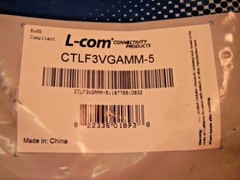 L-com CTLF3VGAMM-5 Premium Black 5′ VGA Cable HD15 Male + Male w/ Ferrites