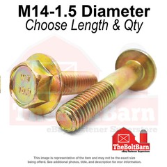 M14-1.5 Class 10.9 Hex Flange Screws Frame Bolts Zinc Yellow (Pick Length &Qty)