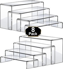 Large Acrylic Risers 8 Pcs 2 Set Acrylic Display Set Rectangular Stands Shelf