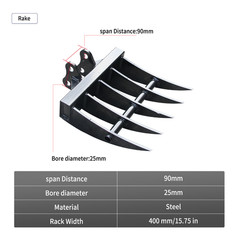 Mini Excavator Attachments 9-in-1 Set, Ripper, Rake, Auger, Bucket, Thumb,Quick
