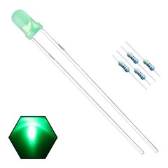 100 PCS 3mm Green Lights LED Diode Diffused Round Lens 100 PCS Resistor Set