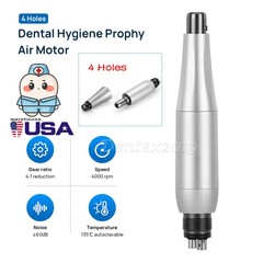 360° Swivel Dental Hygiene Prophy Handpiece Air Motor 4 Holes W/ 4:1 Nose Cone