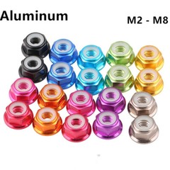 Multicolor Aluminum Hex Flange Lock Nut With Nylon Insert M2 M3 M4 M5 M6 M8
