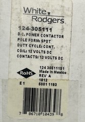 WHITE-RODGERS 124-305111 DC Continuous Power Solenoid 12V NEW IN BOX