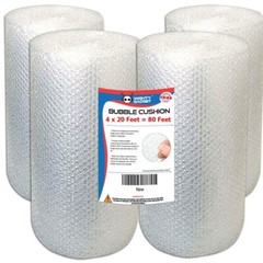 4 Pack Bubble Cushioning Wrap Rolls, Air Bubble, 12 Inch x 80 Feet Total