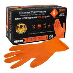 Duratection 8Mil Super Duty Diamond Textured Nitrile Gloves, Box of 100, Medium