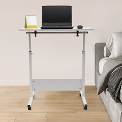 Adjustable Height Office Rolling Laptop Table Stand Bed Side Computer Desk Stand