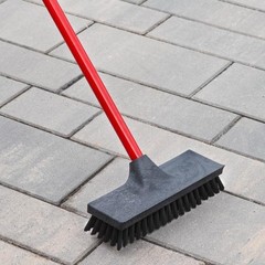 Heavy Duty Floor Scrub Brush Polypropylene Block Steel Handle Multi Surface Use
