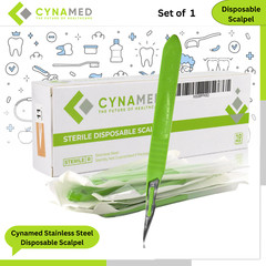 Cynamed Stainless Steel Disposable Scalpel w/Plastic Handle Sterile Single Blade
