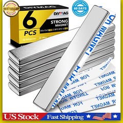 Strong Magnet Strips Heavy Duty – Rare Earth Magnets with Adhesive – Pack of 6