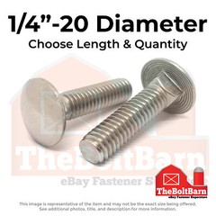 1/4″-20 Stainless Steel 18-8 Carriage Bolts (Choose Length & Qty)