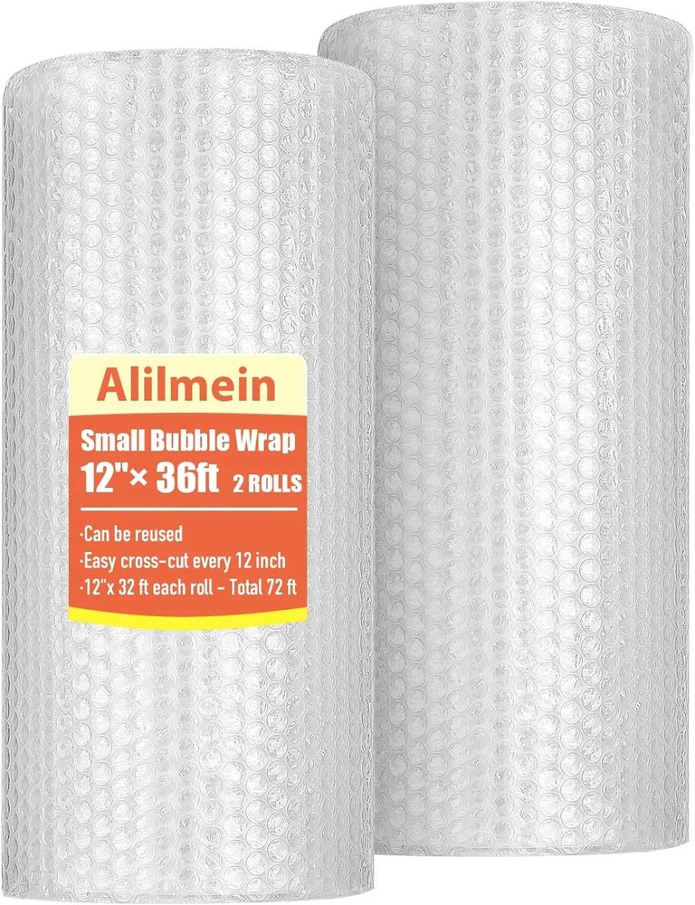 12 Inch x 36ft – 2 Pack Small Thin Bubble Cushioning Wrap for Extra Protection P