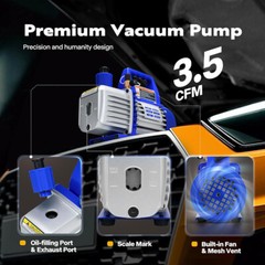 Air Vacuum Pump HVAC AC Air Tool 3,5CFM 1/4hp + Manifold Gauge Set with Case