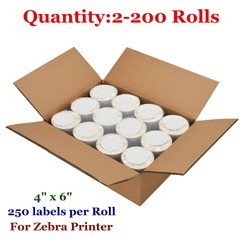 2-200 Rolls 4×6 Direct Thermal Shipping Labels 250/Roll Zebra Eltron 2844 ZP450