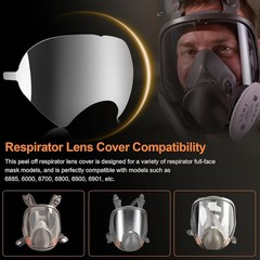 40 Pack Respirator Full Face Mask Peel Off Lens Cover for 3M 6885 6000 6700 6800